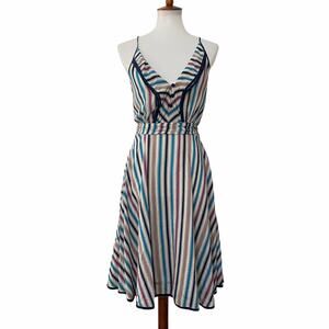 Girls From Savoy Anthropologie Womens Sleeveless Striped Silk Dress Size 4
